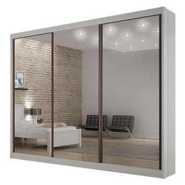 Imagem de Guarda Roupa 6 Gavetas San Marino Premium Com 3 Espelhos Branco - Leif
