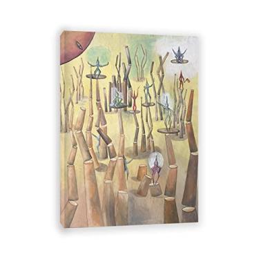 Imagem de Xul Solar Famosa Tela Emoldurada Imagens de Arte de Parede - Pinturas Abstratas Impressão Esticada em Tela - 'Alien Dance, 1949'Reprodução Pronto para Pendurar para Decoração de Sala de Estar 90 x 125