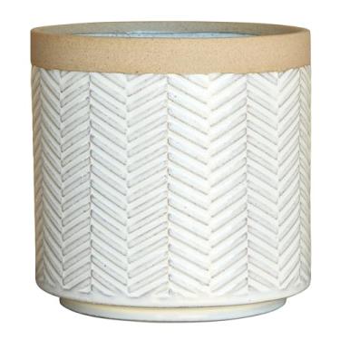 Imagem de HomArt Ramos Cachepot Chevron com faixas, grés - 15 cm