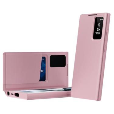 Imagem de Capa fina rosa, S25, LTLMYDAM para Samsung Galaxy S25 Ultra/S25 Plus/S25, capa de couro flip View Business Wallet Capa de proteção para câmera