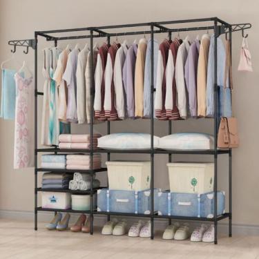 Imagem de Arara Cabideiro Para Roupa Triplo Cabides Sapateira Multiuso - OI VIDA