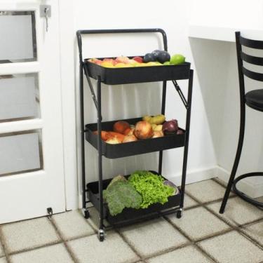 Imagem de Carrinho Multiuso com 3 prateleiras ( Fruteira / Organizador ) com rod