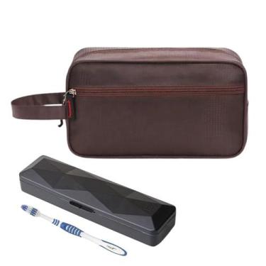 Imagem de Nécessaire Executiva Premium Nylon Marrom Com Porta Escova - Mormino