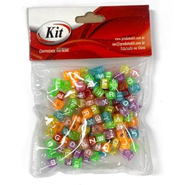 Imagem de Miçanga, Conta Dado, Letras, 6x6 mm, Transparente, Pacote de 25g, Kit