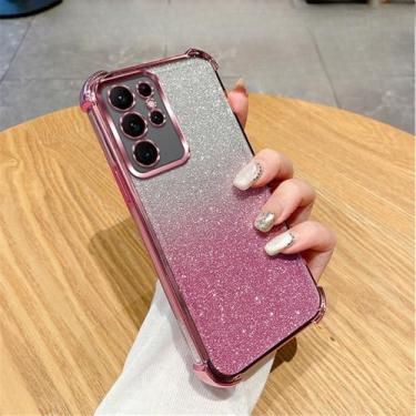 Imagem de Capa de celular transparente com glitter gradiente para Samsung Galaxy S24 S23 S22 Plus Ultra S20FE S21FE Note 20 Ultra à prova de choque, 4, para Samsung S21