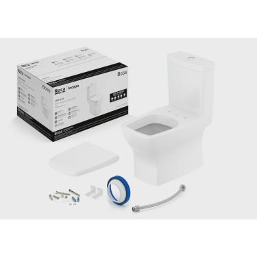 Imagem de Kit de Bacia com Caixa Assento pp com Queda Amortecida e Complementos de Instalação Boss Roca I