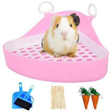 Imagem de Hamiledyi Canto de treinador de penico de porquinho-da-índia, caixa de areia de plástico de triângulo de animais pequenos, caixa de areia para cama bandeja de xixi vaso sanitário para hamster gerbil
