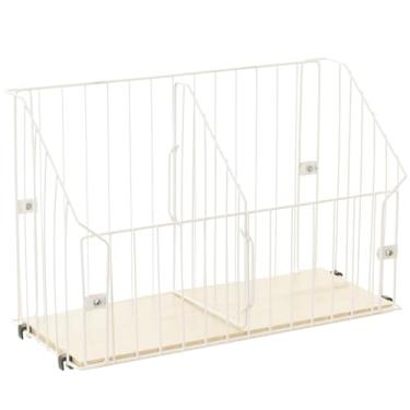 Imagem de Cesto Organizador de Parede Grande, Cor Branco Microtextura com Madeira Legno, Metaltru