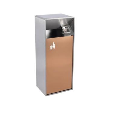 Imagem de Lixeira para Área Externa Lixeira externa Lata de lixo quadrada colorida de metal com abertura lateral, lata de lixo comercial doméstica moderna (com cinzeiro) 19L/40L Lixeira para Área Externa(Grande