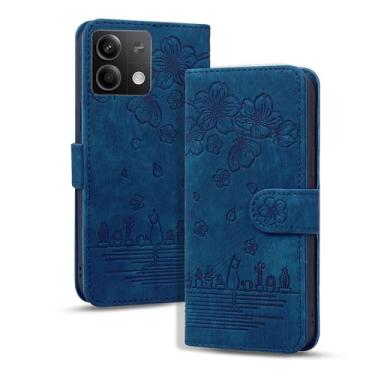 Imagem de Rosbtib Capa flip para Xiaomi Redmi Note 13 5G, carteira de couro PU premium com suporte para cartão compatível com Redmi Note 13 5G - Azul