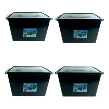 Imagem de Caixa Organizadora 56l 4u Plástica c Trava Quartos Garagens