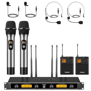 Imagem de Sistema de microfone sem fio TONOR UHF com 2 microfones de mão