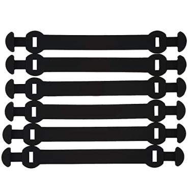 Imagem de Andux Amortecedor de vibração de tênis de silicone tipo fivela longa reduz a vibração 6 peças/conjunto BZQ-06 (preto)
