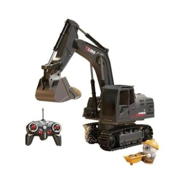 Imagem de Carro De Brinquedo Escavadeira RC De Liga Infantil Com Luzes E Som Pre
