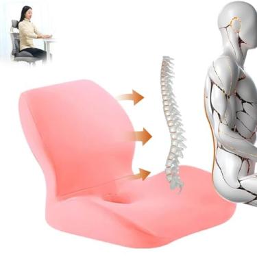Imagem de Almofada para cadeira de trabalho, suporte para bumbum e costas, almofada de assento de carro para alívio da dor no cóccix, almofada de assento para cadeira de escritório (rosa, tamanho grande)