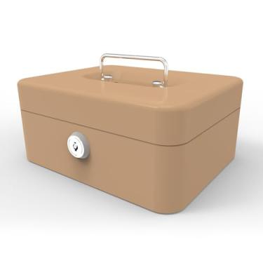 Imagem de Locksworth Cofre grande de aço com trava de segurança com bandeja removível para moedas e trava de chave, caxemira