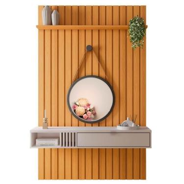 Imagem de Painel Ripado Para 50 Pol. Com Bancada Suspensa Jazz H01 Cinamomo-off White - Mpozenato