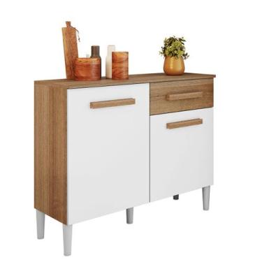 Imagem de Balcão De Cozinha Emily 2 Portas 1 Gaveta Com Tampo Atacama Off White 