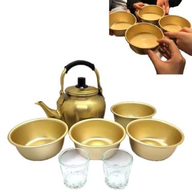 Imagem de MYTEMS Conjunto de copos de shot coreanos Makgeolli Makgeolli Makkoli para vinho e arroz, tigela de vinho Soju,