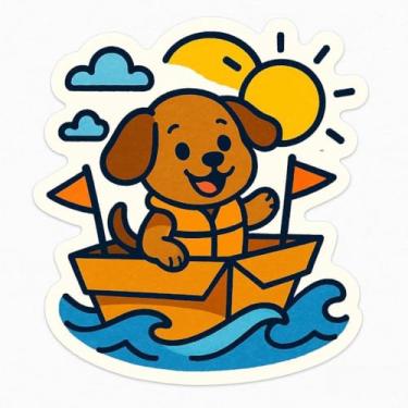 Imagem de Adesivo Infantil Cachorrinho nadando em um barco