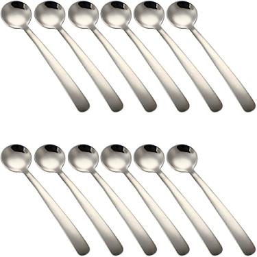 Imagem de Dadamong Conjunto De 12 Colheres Café Expresso, Colher Chá Aço Inoxidável 304, Mini Redondas 4 Polegadas, Para Açúcar, Sobremesa, Bolo, Sorvete, Sopa, Antepasto, Cappuccino