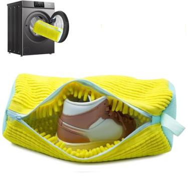 Imagem de Bolsa para máquina de lavar sapatos, reutilizável, com zíper, bolsa de limpeza de sapatos para uso doméstico, lavagem a seco, multifuncional (amarelo-1 peça)
