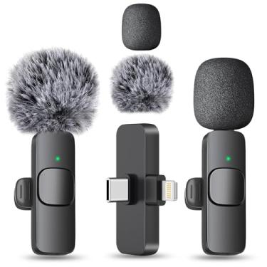 Imagem de MAYBESTA Mini microfone profissional sem fio para iPhone, iPad, telefone Android - Microfone de lapela de lapela Bluetooth para gravação de vídeo - Microfone USB C com clipe para YouTube Tiktok