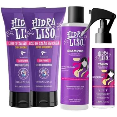 Imagem de 2 HidraLiso + 1 Shampoo + 1 Termo Spray - Liso de Salao em Casa, Alisante Para Cabelo Organico, Progressiva de Chuveiro Sem Formol
