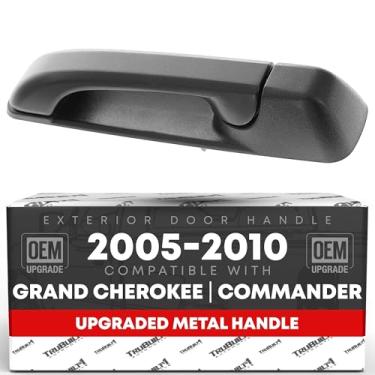 Imagem de Maçaneta de porta do motorista traseira externa, metal atualizado - compatível com Jeep Commander 2005-2010, Jeep Cherokee 05-10 - preto texturizado com fechadura - OEM 55394241AF-MT, 55394241AG-MT,