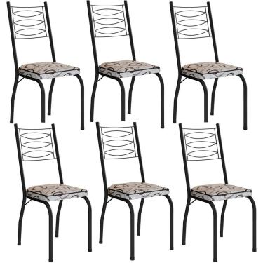 Imagem de Kit 6 Cadeiras Aço Carbono Tubular Metálica Acabamento D-25 Luana