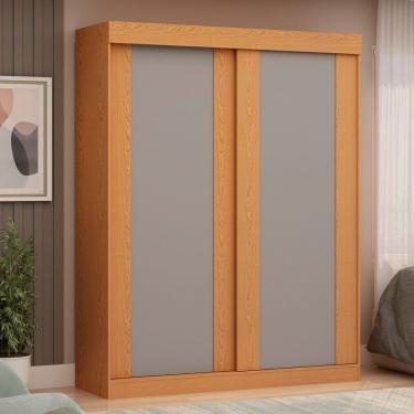 Imagem de Guarda Roupas Roupeiro 2 Portas De Correr Flex 100% Mdf Toledo Cinamomo/off White/fendi