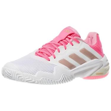 Imagem de adidas Tênis feminino Barricade 13, Branco/pérola cinza/rosa lúcido, 36