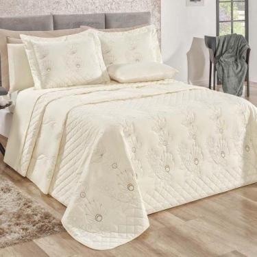 Imagem de Kit Cobre Leito Colcha Atena Queen 5 Peças 100% Algodão 150 Fios Borda