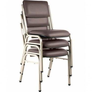 Imagem de Kit Com 3 Cadeiras Para Auditórios Linha Hotel Smart Marrom - DESIGN O