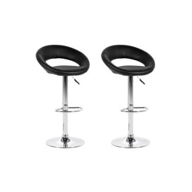 Imagem de Kit 2 Banquetas Estofadas Lux com Regulagem a Gás Preto - Facthus, Reg