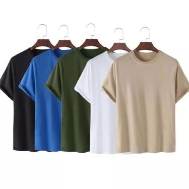 Imagem de Kit 5 Camiseta Basica Streetwear Camisa TShirt Masculina Slim Algodão 