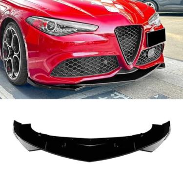 Imagem de Para Romeo Giulia 2015+ Sport Car Front Bumper Lip Splitter Kit de carroceria difusor protetor de para-choque capa protetora acessórios de carro (preto brilhante)