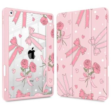 Imagem de Tuiklol Capa para iPad 10.2, versão 2021, 9ª geração, suporte embutido para lápis, suporte de três dobras, proteção de TPU (Poliuretano Termoplástico) para iPad 10.2 de 2020 e 2019 [8/7], Bow & Rose