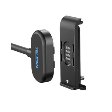 Imagem de TELESIN Kit de porta de bateria e cabo de alimentação magnético para GoPro Hero 13 Hero 12 Hero 11 Hero 10 Hero 9 Contacto Suporte de carregamento de substituição resistente à água e neve para
