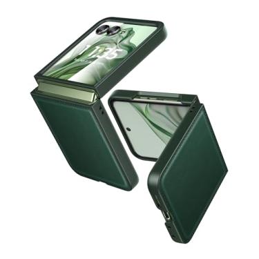 Imagem de Eastcoo Capa de couro fina para Motorola Razr 50 Ultra/60 Pro, suporte para carregamento sem fio, capa protetora ultrafina à prova de choque para Motorola Razr+ 2024/2025, verde