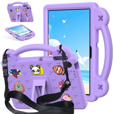 Imagem de AKABEILA Capa de tablet compatível com Lenovo Tab TB-311/WIFI 10.1 (2025), capa protetora universal leve à prova de choque com alça de ombro e alça de suporte, roxo claro