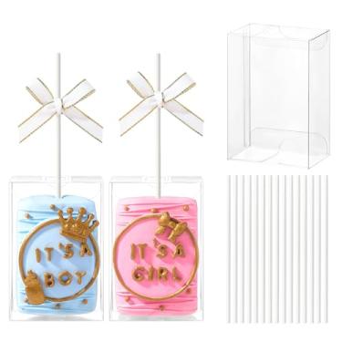 Imagem de JCXGRVC Pacote com 100 caixas de guloseimas transparentes de arroz Krispie com palitos embrulhados individualmente, caixas para mamilos macaron para Natal, Dia dos Namorados, aniversário