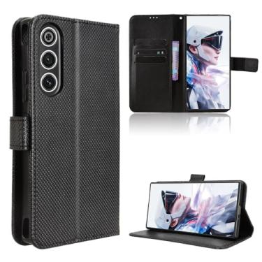 Imagem de Elubugod Capa de couro compatível com ZTE Nubia Red Magic 10 Air, capa flip de couro PU compatível com ZTE Nubia Red Magic 10 Air NX779J capa preta