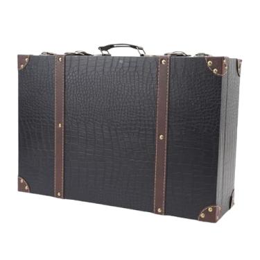 Imagem de AUNMAS Caixa de Mala Vintage Estilo de Viagem Decoração Decorativa Decoração de Bagagem Retro para Fotos de Fotografia de Casamento de Aniversário, baú de Armazenamento Decorativo (Black)