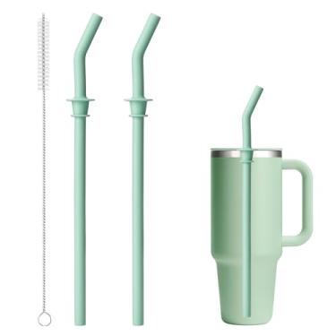 Imagem de Bluwing Palha de substituição Press in para Hydro Flask Copo de viagem 1,134 g, canudo de silicone de substituição para Hydro Flask 20/28/32/1,134 g copo (2 peças verde claro)