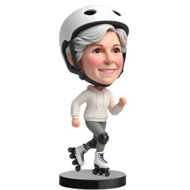 Imagem de Roller - Skating Lady Bobblehead Handcrfted from Your Photo for Active Grandma or Mom Fun Decor for Outdoor - Espaços amorosos, presente ideal para a família em esportes de patins