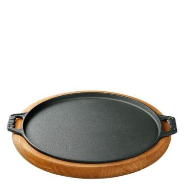 Imagem de Forma de Pizza Ferro Fundido com Suporte de Madeira 40cm - Fundição Sa