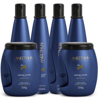 Imagem de Kit Linha A Profissional Shampoo 4x300ml + Mascara 2x500g - Aneethun