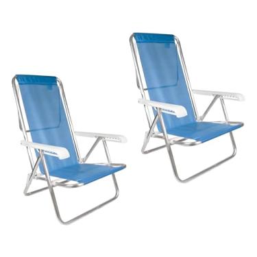 Imagem de Mor - Kit 2 Cadeiras Reclináveis 8 Posições Alumínio Azul Dobrável Praia, Camping, Piscina.