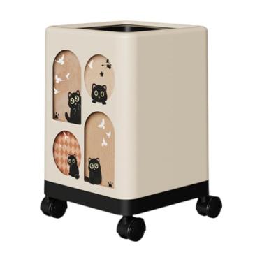 Imagem de Llazsybz Lixeira Aberta com Lixeira Portátil para Quarto, para Sala de Estar, Banheiro, Veículos, Quarto, Cozinha, Hábito, Lixo, com Rodas